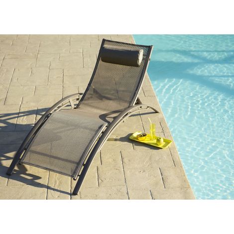 Dcb Garden – Lot de 2 bains de soleil empilables en aluminium – Dossier réglable 5 positions – Toile plastifiée résistante – Confortable têtière