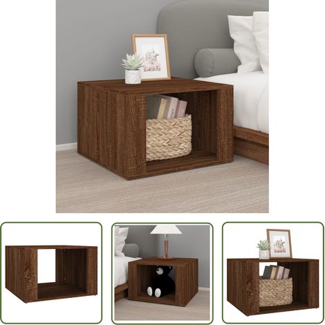 The Living Store Nachttisch Braun Eichen-Optik 57x55x36 cm Holzwerkstoff - Nachttisch - Holzwerkstoff - Eiche Optik - Wohnzimmer - Schlafzimmer (1/5)