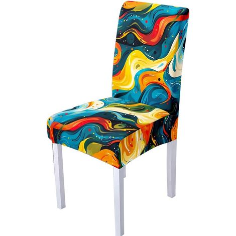 Elegant Printed Dining Room Chair Covers, 1 2 4 6 Piece Washable Chair Covers, Stretchable Chair Covers for Dining Room (4 Pieces, Watercolor) (1/5)