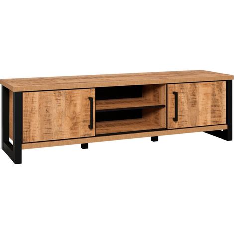 Enna meuble tV 2 portes, 2 étagères décor mango. (1/5)