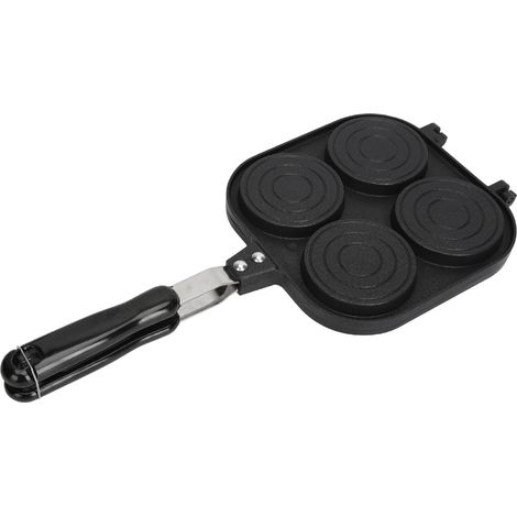 Poêle à crêpes double face avec revêtement antiadhésif en alliage d'aluminium, multifonctionnelle, double face, pour paninis, tartes, pains et œufs. (1/5)