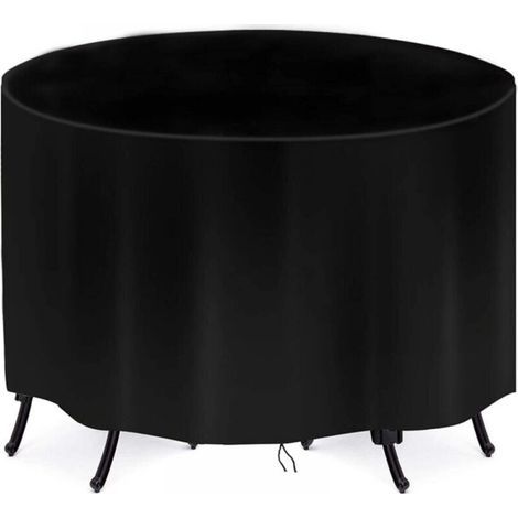 Housse de protection imperméable pour table de patio ronde, housse de protection en tissu Oxford pour meubles de patio, ensemble table et chaises (1/4)