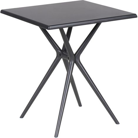 Table de Jardin Minimaliste en Plastique Fibre de Verre 70 x 70 cm Carré Meuble d'Extérieur Noire Piave