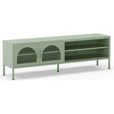 Mueble televisión modelo Dora 2 puertas acabado metal verde menta, 160cm(ancho) 50cm(alto) 35cm (largo) (1/5)