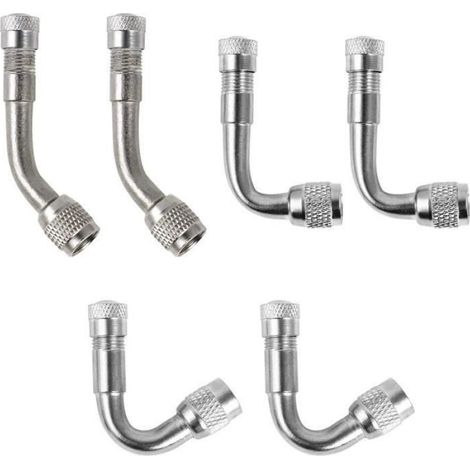 Extension de Valve de Pneu - Haute Qualité - 6 Pièces - Laiton Chromé - Résistant à la Rouille - Universel (1/4)