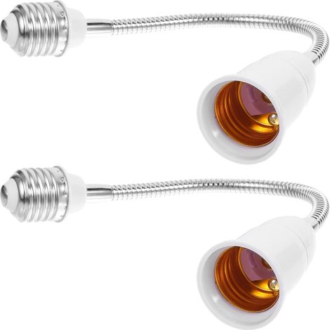 2 Pièces Adaptateur de Douille E27 Flexible en PC Blanc, Convertisseur Compact avec Rallonge pour Lampe Led, Installation Facile (1/5)