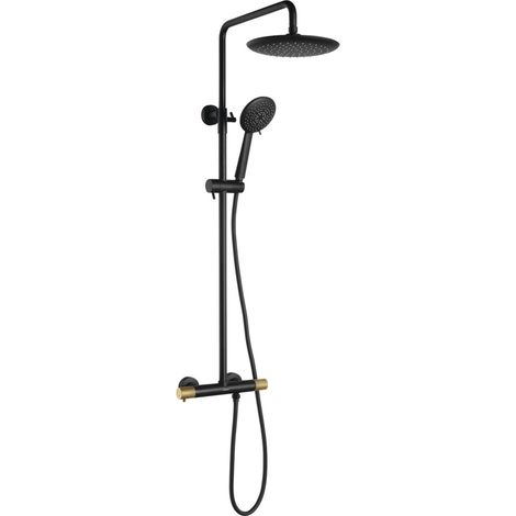 Sapho Solaris - Set doccia termostatico, 5 getti, nero opaco/color oro WD139G (1/5)