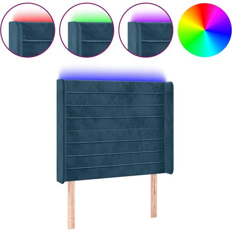Testiera  Testata del letto a LED Blu Scuro 103x16x118/128 cm in Velluto (1/4)
