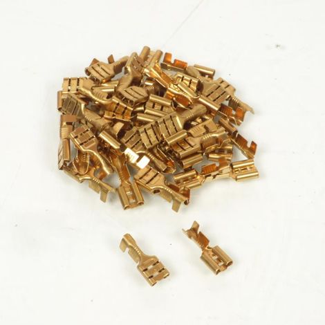 50 flache Stecker, nicht isolierte 6,3-mm-Buchsen aus Messing für (1/4)