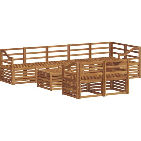 Sofa Sets 9 pcs Natural Solid Acacia Wood vidaXL (1/5)