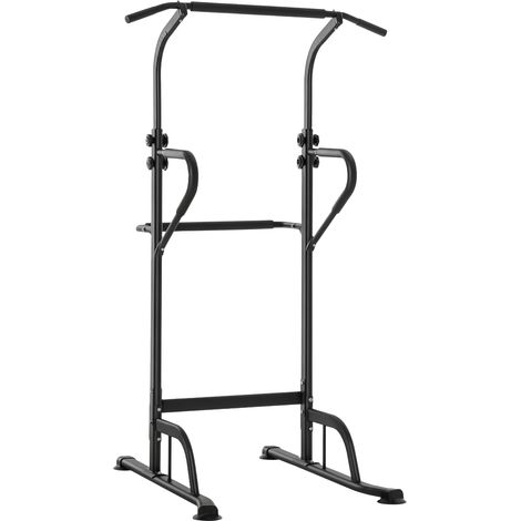 Station de musculation multifonction barre de traction chaise romaine réglable acier noir (1/5)