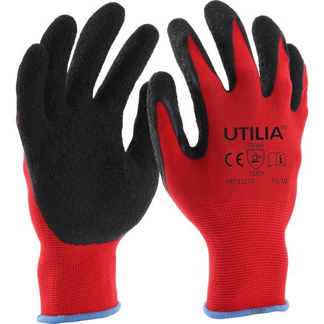 Utilia GUANTI IN LATTICE/NYLON Col. Rosso/nero tg. 9 12.00 paia