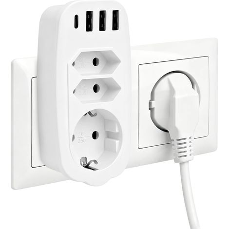 Multiprise Murale USB, 7 en 1 Multiprise 4 USB C et 3 Prises AC (1/5)