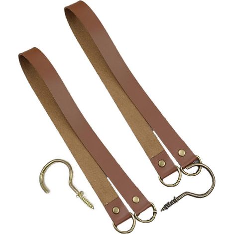 Attaches de tringle à rideaux en cuir pour bureau, salon, café, balcon (lot de 2)-Dark brown (1/5)