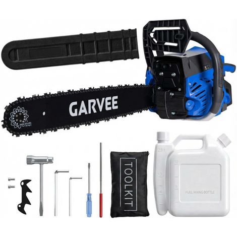 Trôneçonneuse thermique 58cc, guide 50cm, moteur 2 temps, double réservoir, anti-vibration, antidérapante, 5800 Bleu