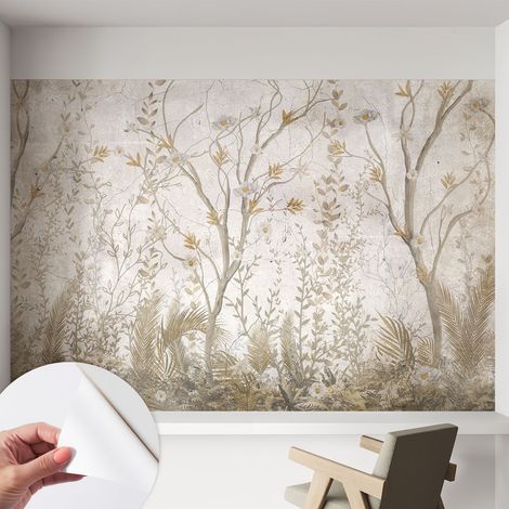 Tapete adhésive moderne pour salon et chambre à coucher Décoration rapide avec colle Coin de forêt 152x104 cm (1/5)
