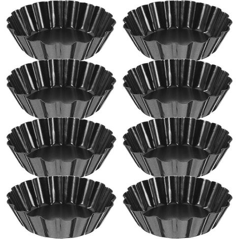 Mini-Tarteformen mit herausnehmbarem Boden, Mousse-Kuchen-Dessert-Backformen-8.00X8.00X2.00CM-Black (1/4)