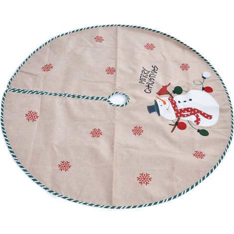 Tapis de Noël bonhomme de neige, jupe de tapis bonhomme de neige à carreaux blancs et verts pour protéger le sol, 110 cm / 43,3 po (1/5)