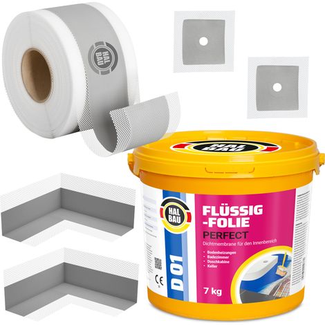 HALBAU Dichtset für Duschabdichtung Bad Abdichtung Dichtband Flüssigfolie 7kg H16 (1/5)
