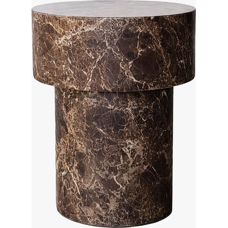 ZENA-39 Table d'appoint ronde en marbre d'ingénierie marron D39 cm (1/5)