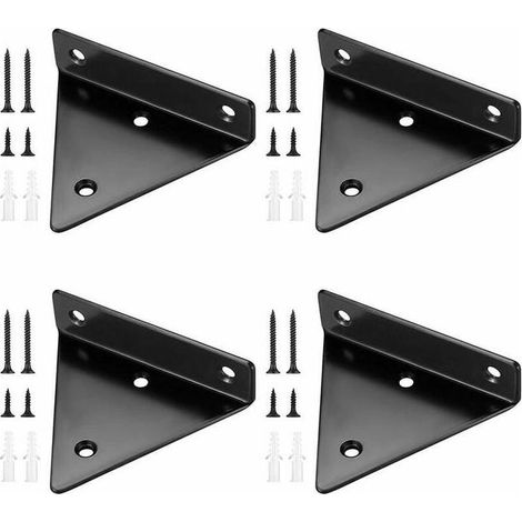 Lot de 4 supports d'étagère flottants, supports muraux triangulaires invisibles, supports métalliques pour étagères murales (1/5)