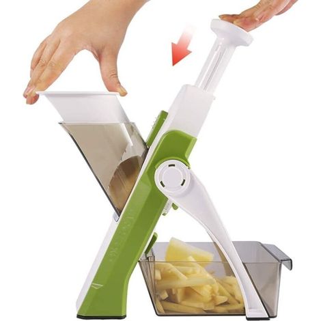 Cortador de verduras multifuncional con cuchillas de acero inoxidable, mandolina de cocina manual, cortador de verduras en espiral para chef y hogar.