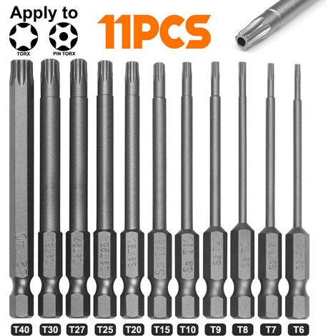 Jeu de 11 embouts de tournevis Torx magnétiques T6-T40 avec poignée hexagonale (1/5)