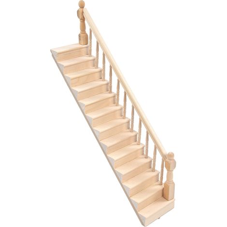 Escalier miniature pour maison de poupée, brillant, coins arrondis, bois de bouleau, à monter soi-même, couleurs vives, mignon, échelle 1:12, idéal pour les loisirs créatifs. (1/5)