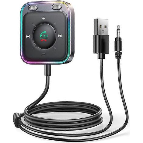 Bluetooth 5.3 AUX-Kfz-Adapter mit zwei Mikrofonen und Geräuschunterdrückung, Sender, Freisprecheinrichtung und drahtlosem Empfänger (1/5)
