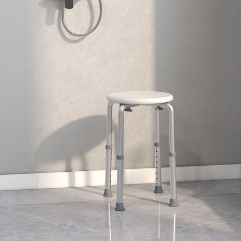 Taburete de Ducha de Aluminio con Altura Regulable Antideslizante Carga 136 kg para Ancianos y Discapacitados (1/5)