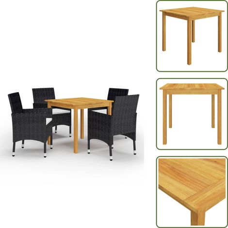 Ensemble à manger de jardin 5 pcs Noir - Ensemble Salon De Jardin - Mobilier De Jardin - Table De Jardin - Chaises De Jardin - Acacia (1/5)