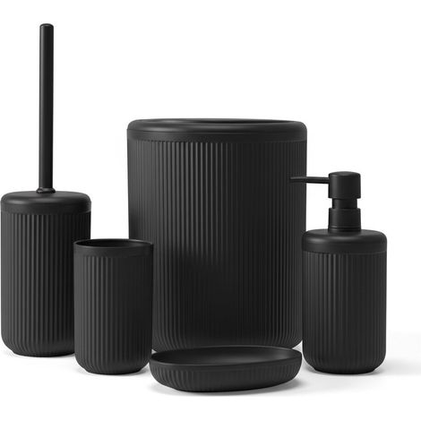 Set accessori bagno completo di 5 pz nero cannettato Arizona (1/5)