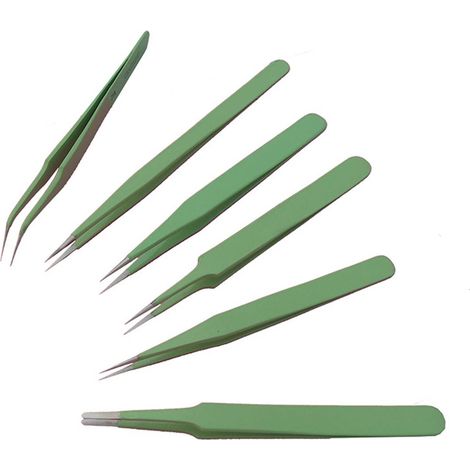 Set de 6 brucelles pro amagnétiques - de 110 à 140 mm. - multirex