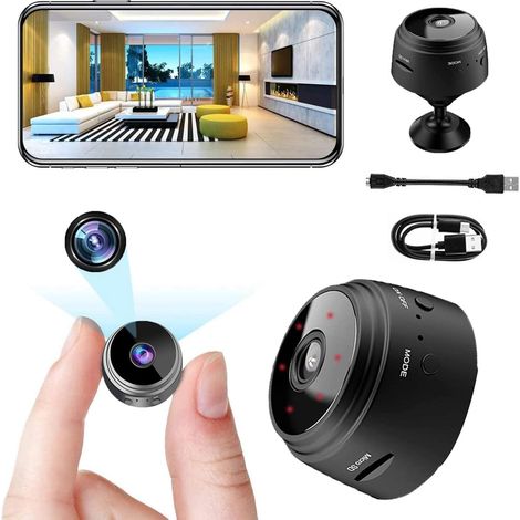 Caméra Espion sans Fil HD 1080P, Mini Caméra de Surveillance sur Batterie, Nanny Cam Détection de Mouvement, Sport Caméra Cachée pour Usage Domestique (1/5)