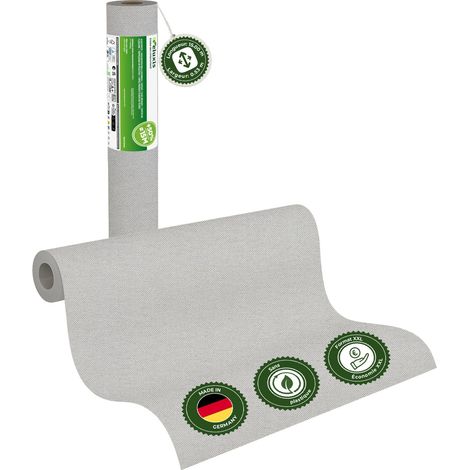 Veluxis® UNI Glattvlies Vliestapete XXL Rolle 15m x 0,53m Nebelgrau – Matt & leicht strukturiert – Wandklebetechnik ohne Einweichen – Hoch waschbeständig & stoßfest – Made in Germany