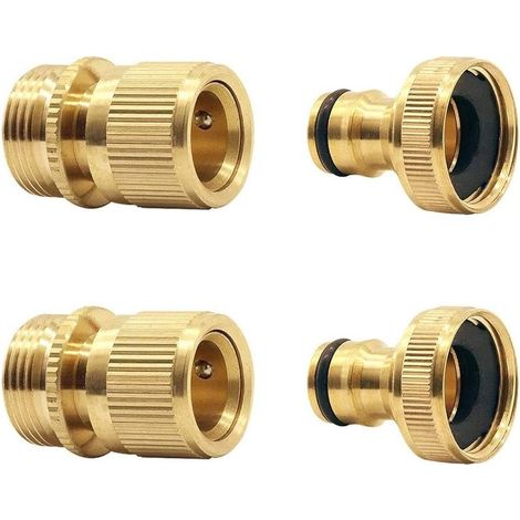 Tuyau d'arrosage raccord Rapide Extensible Tuyau d'arrosage Male A Femelle Adaptateur Connecteur pour Robinet et Jet (2SETS) (1/4)