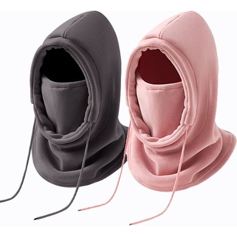 Maschera a scarica completa in 2 pezzi，Maschera da sci regolabile，Calore per moto e bici，Sport invernali e attività all'aperto，Grigio e rosa (1/5)