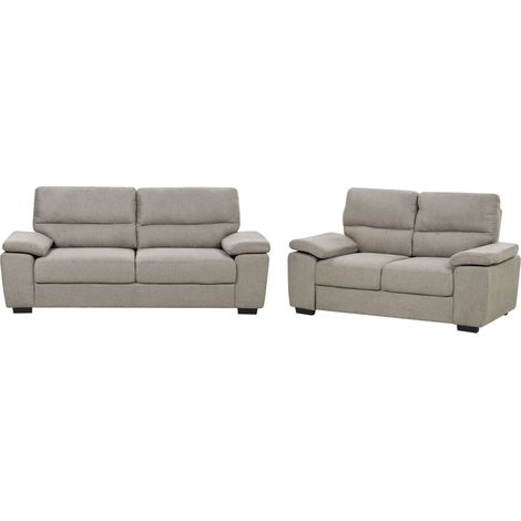 Living Room Set 5 Seater VOGAR Fabric Light Brown (1/5)