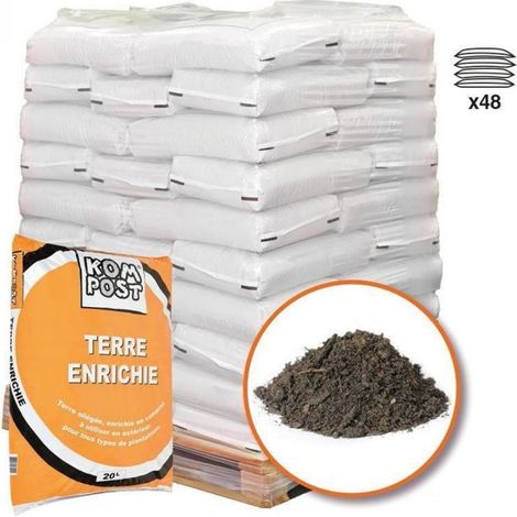 Racine – Mélange de terre végétale enrichie pour bacs et jardinières – Lot de 48 sacs de 20 litres – Idéal pour cultures en pot