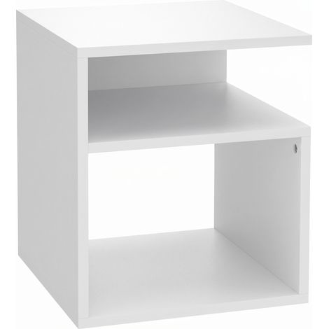 Table basse 3 niveaux avec étagères, table d’appoint moderne blanche pour salon, chambre ou bureau (1/5)