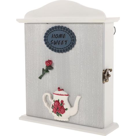 Boîte à Clés Murale Organisateur Multifonction en Bois Rustique avec Crochets Pratiques Décor Vintage Européen pour Clés et Bijoux, pour Bureau et Salon (1/5)