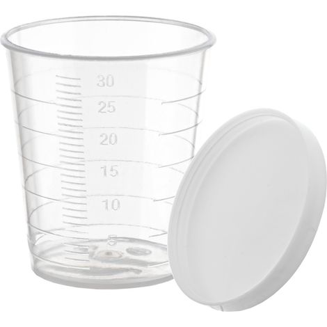 30-ml-Messbecher – Kunststoffbehälter mit Deckel – abschließbar (5 Stück) (1/3)