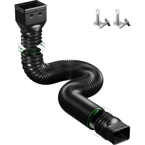 Rallonge Gouttière Flexible, Kit D'Extension De Tuyau De Pluie, Tuyau de Descente Rétractable pour Pelouses Sols en Ciment et Cour (Black) (1/5)