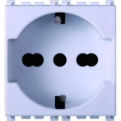 Schuko-Steckdose 2P+E 16A Weiß Kompatibel mit Vimar Arke VA2102B - Schuko-Steckdose 2P+E 16A Weiß Kompatibel mit Vimar Arke VA2102B