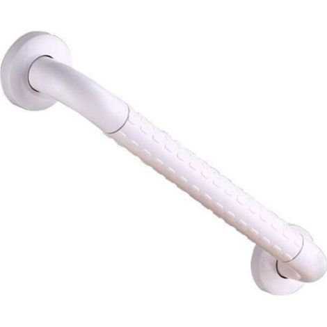 50 cm langer, rutschfester Haltegriff – Edelstahl und geriffeltes Nylon – Tragkraft bis zu 200 kg – Sicherheit in Bad und WC – Weiß-1 (1/5)