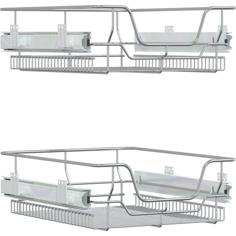 Cestas de alambre extraíbles 2 unidades plateado 45 cm vidaXL