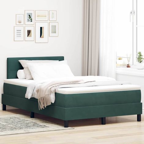 LED Boxspringbett mit Matratze Dunkelgrün 120 x 200 cm Samt