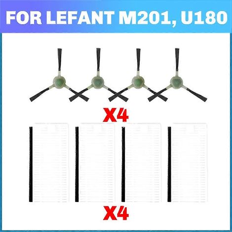 Pièces détachées et accessoires pour aspirateurs robots Lefant M201, U180 / OKP Life K8 / MyGenie H20 Wifi : brosse latérale et filtre HEPA (1/5)