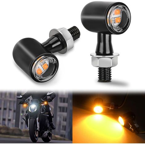 Moto LED Signaux de virage Indicateur avant Faitre jaune clair Mini taille Blinkers compatibles avec Harley Honda Kawasaki Suzuki Triumph Yamaha Cruiser, Ambre (1/5)