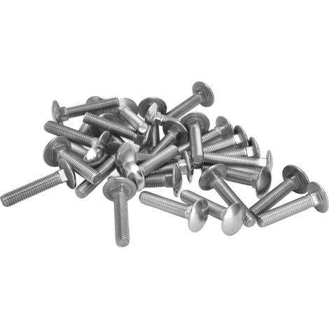 Lot de 30 Vis à Tête Ronde Carrée M8x40 A2 Inoxydable, Filetage Gros Pas DIN603 Boulon de Carrosserie (1/5)